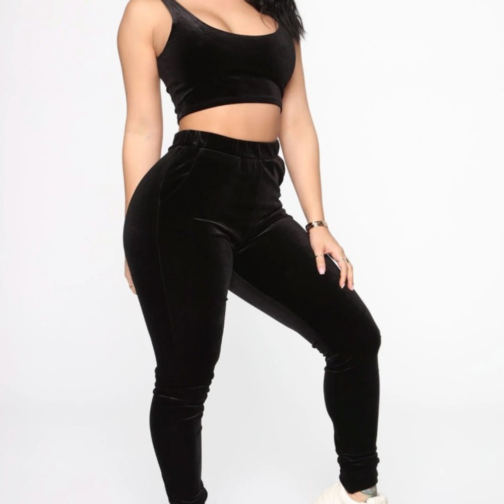 Fashion Nova Two Piece Velvet Set